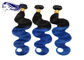 Pacchi blu del tessuto dei capelli del peruviano dei capelli 100 di colore di Wave Ombre del corpo fornitore